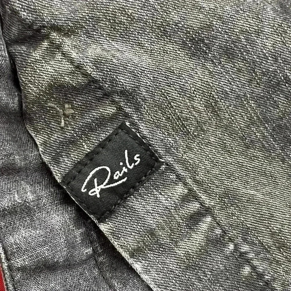 Rails Women XS ADELE puffer Sleeve ACID WASH Denim Dress Gray Lyocell Linen Boho - Picture 7 of 7